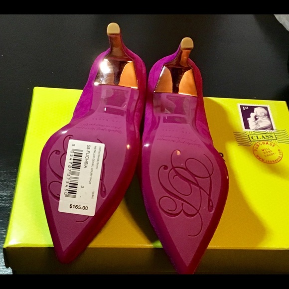 Ted Baker Suede Fuchsia/Rose Gold Stilettos - Picture 3 of 7